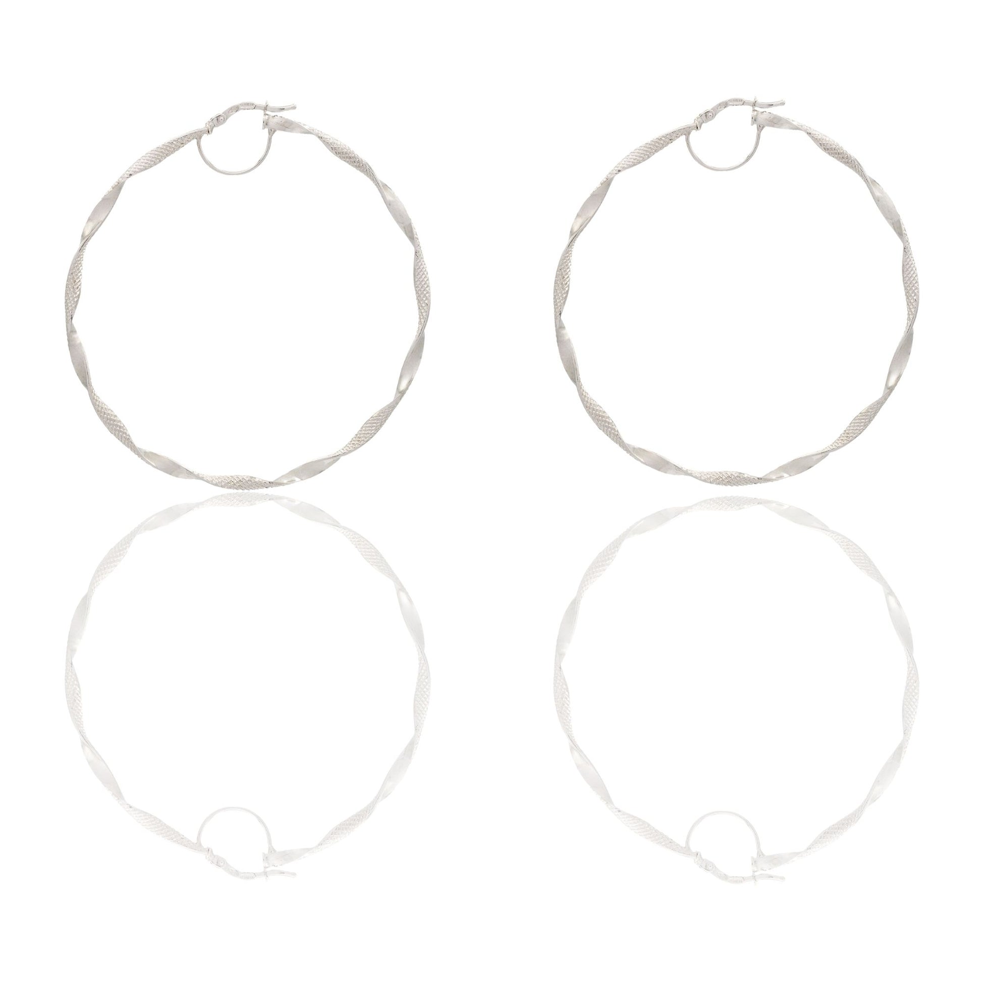 Orecchini Oro Bianco Oro 18 carati Cerchio  Solo Oro Spessore mm. 2 diametro interno cm.5,50