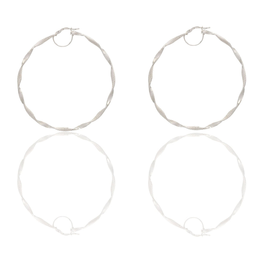 Orecchini Oro Bianco Oro 18 carati Cerchio  Solo Oro Spessore mm. 2 diametro interno cm.5,50