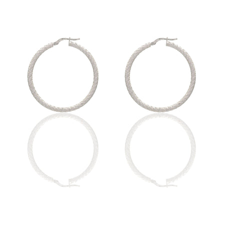 Orecchini Oro Bianco Oro 18 carati Cerchio  Solo Oro Spessore mm. 2 diametro interno cm.3