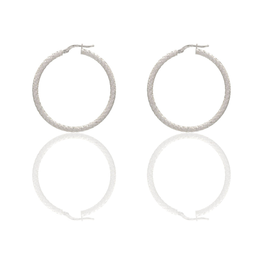 Orecchini Oro Bianco Oro 18 carati Cerchio  Solo Oro Spessore mm. 2 diametro interno cm.3