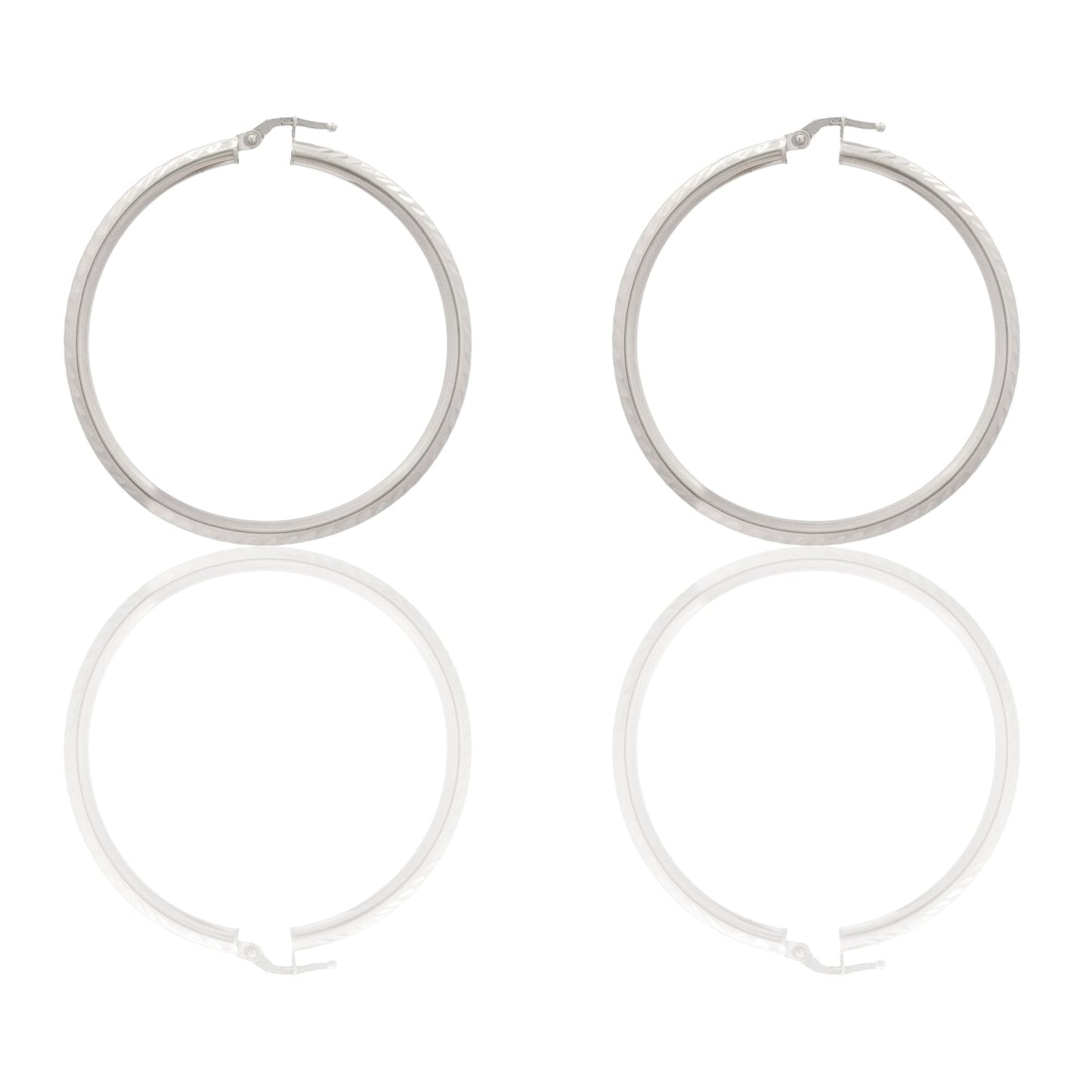 Orecchini Oro Bianco Oro 18 carati Cerchio Solo Oro Spessore mm. 3 diametro interno cm.4,5