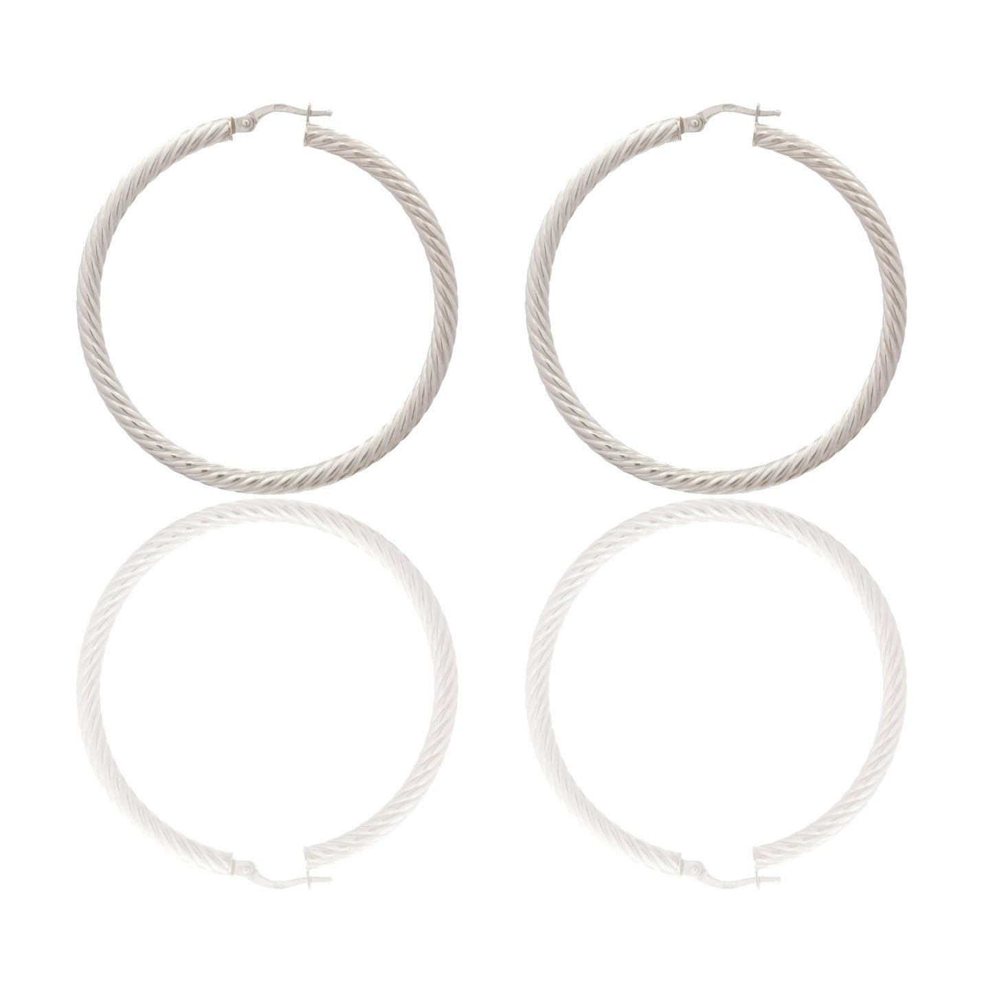Orecchini Oro Bianco Oro 18 carati Cerchio Solo Oro Spessore mm. 3 diametro interno cm.4