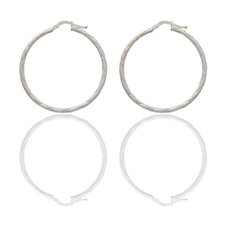 Orecchini Oro Bianco Oro 18 carati Cerchio  Solo Oro Spessore mm. 2 diametro interno cm.3