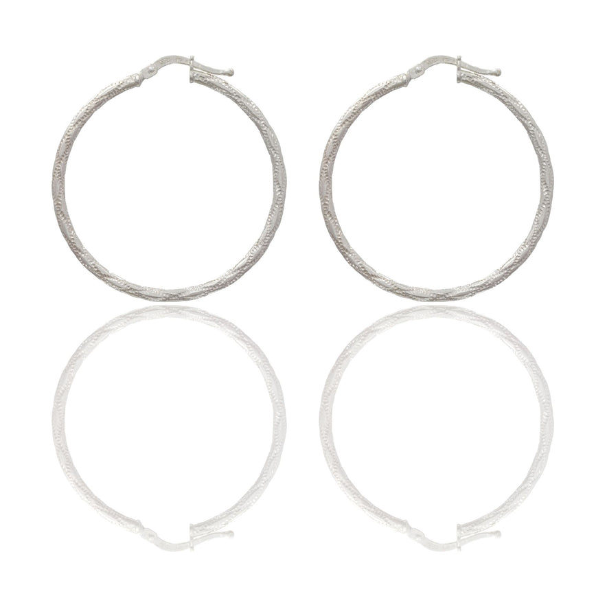 Orecchini Oro Bianco Oro 18 carati Cerchio  Solo Oro Spessore mm. 2 diametro interno cm.3