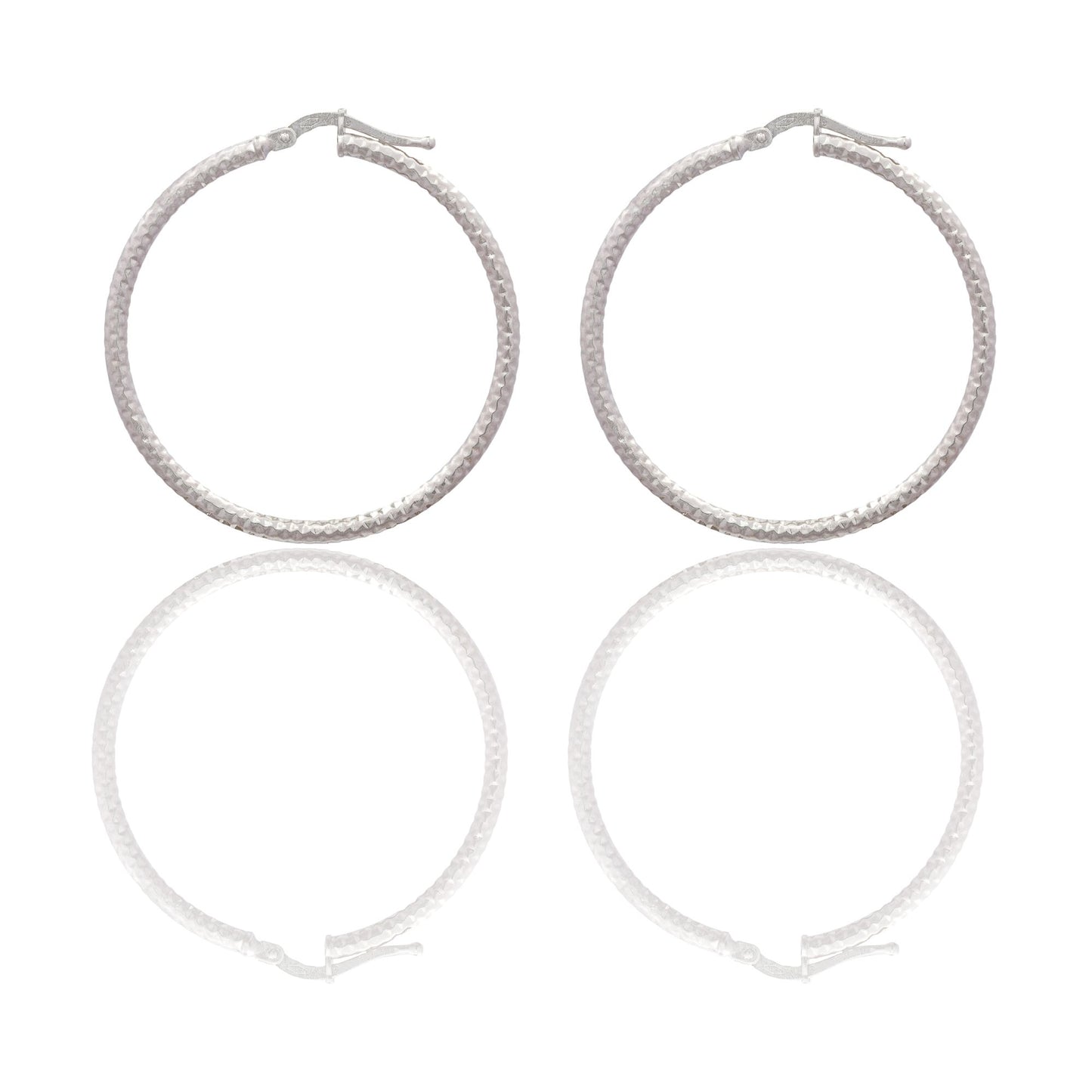 Orecchini Oro Bianco Oro 18 carati Cerchio Solo Oro Spessore mm. 2 diametro interno cm.3