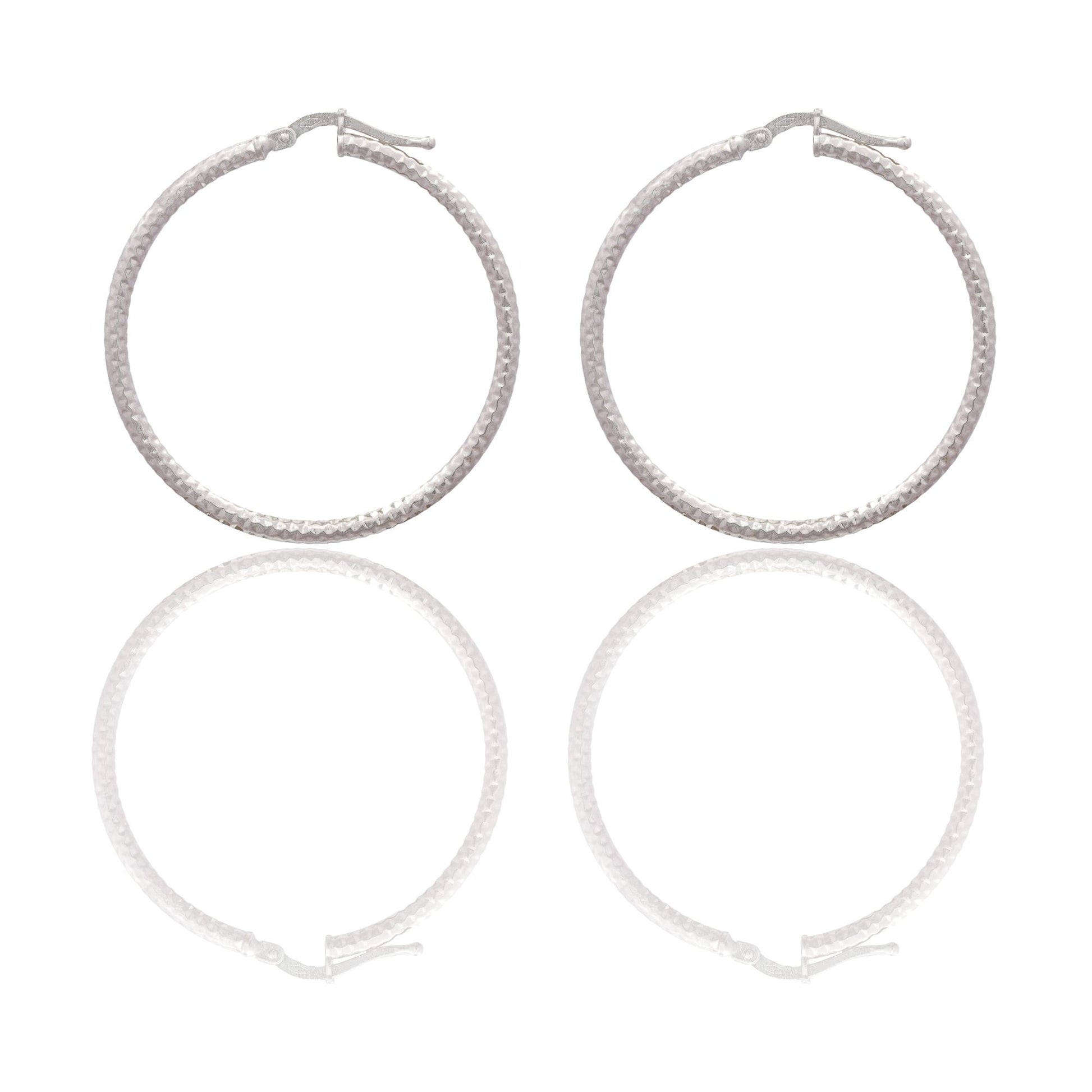 Orecchini Oro Bianco Oro 18 carati Cerchio  Solo Oro Spessore mm. 2 diametro interno cm.3