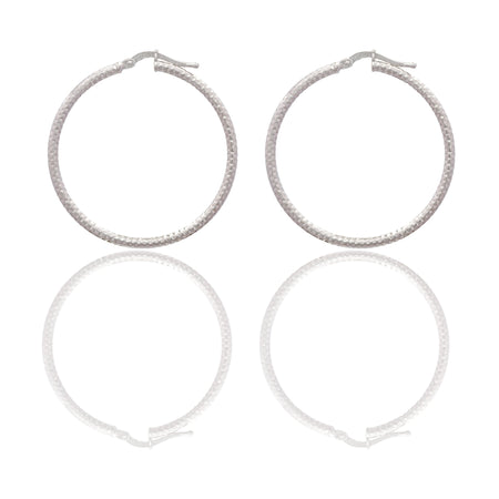 Orecchini Oro Bianco Oro 18 carati Cerchio  Solo Oro Spessore mm. 2 diametro interno cm.3