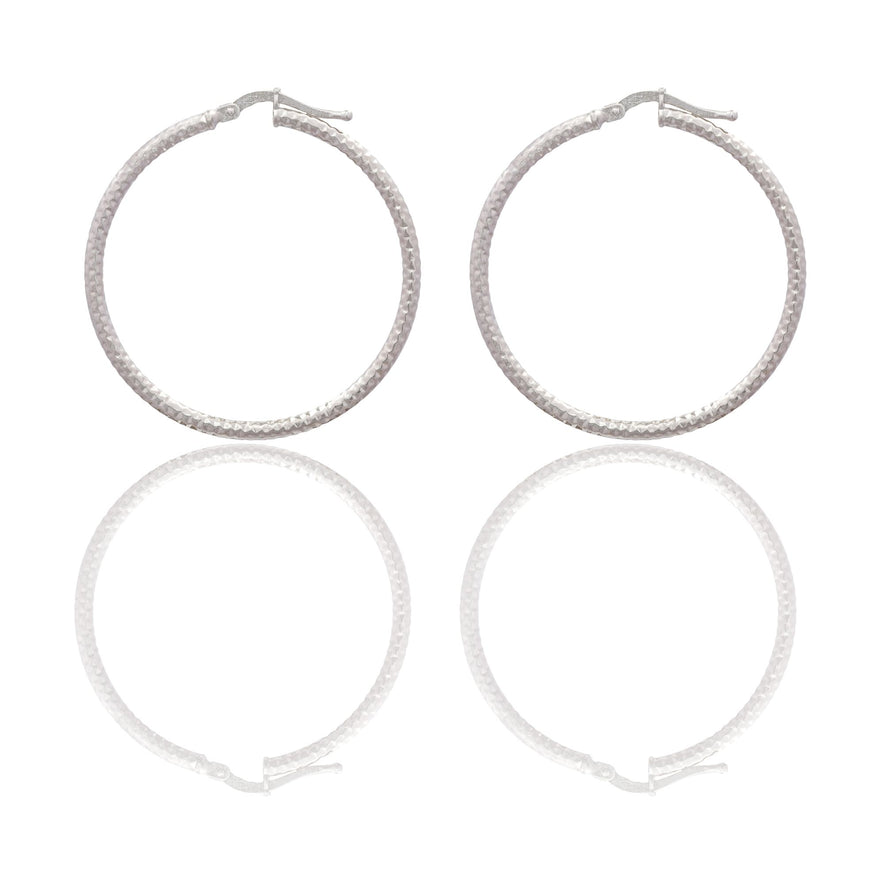 Orecchini Oro Bianco Oro 18 carati Cerchio  Solo Oro Spessore mm. 2 diametro interno cm.3