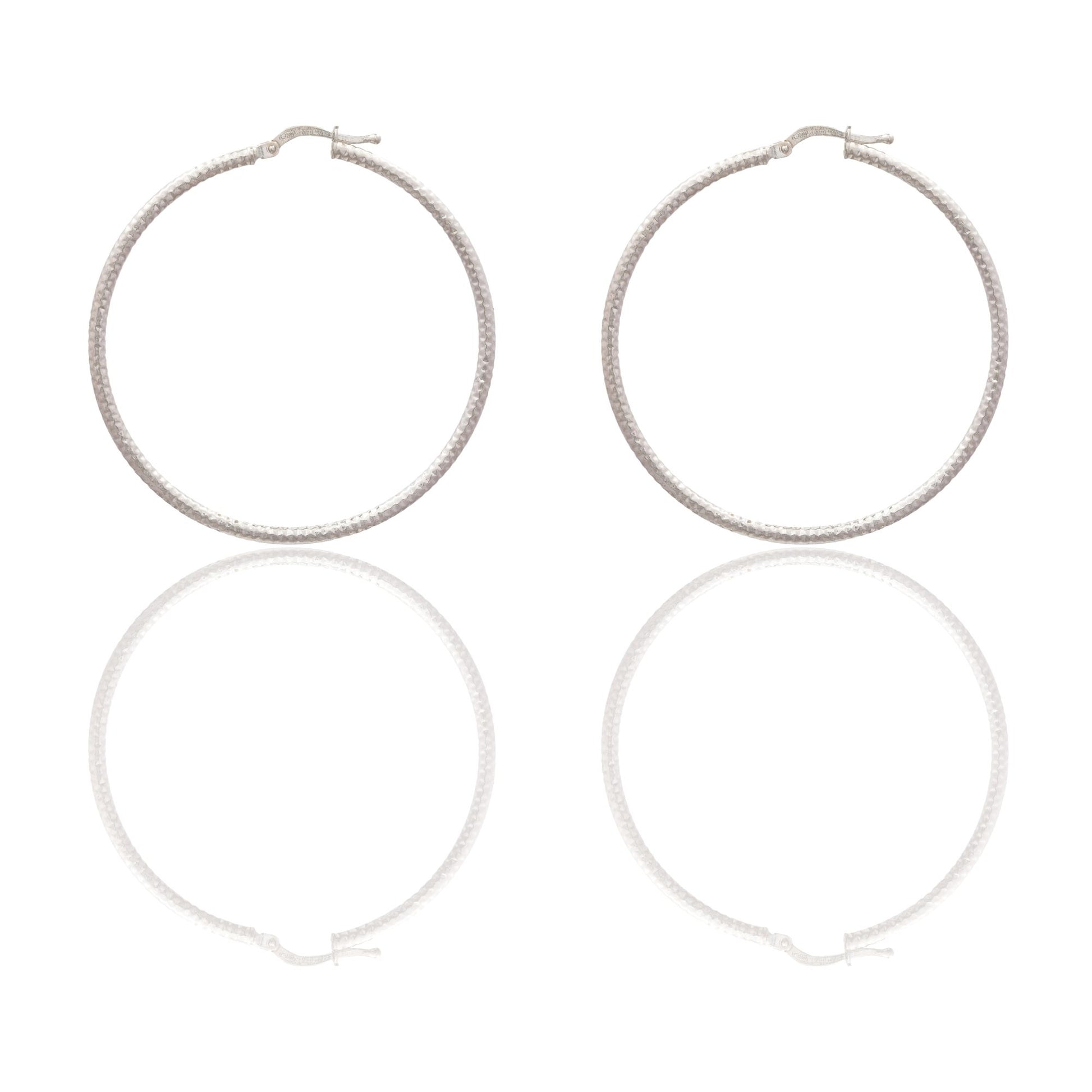 Orecchini Oro Bianco Oro 18 carati Cerchio  Solo Oro Spessore mm. 2 diametro interno cm.4