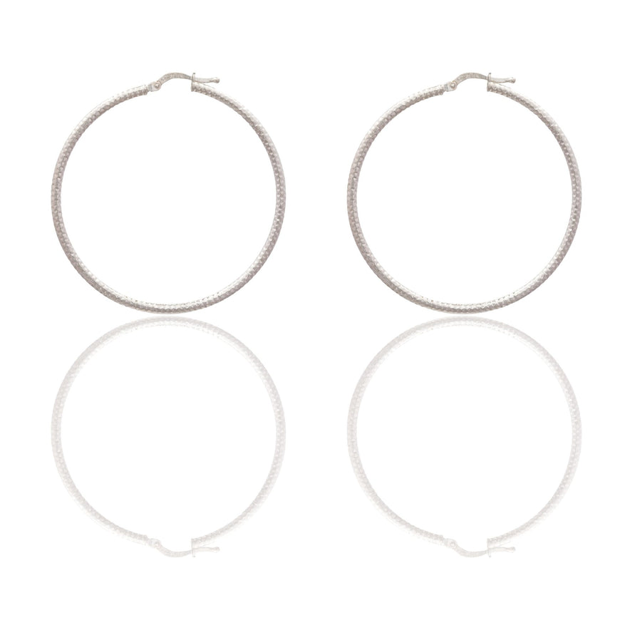 Orecchini Oro Bianco Oro 18 carati Cerchio  Solo Oro Spessore mm. 2 diametro interno cm.4