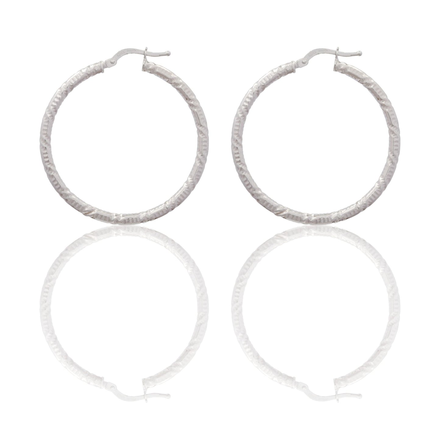 Orecchini Oro Bianco Oro 18 carati Cerchio Solo Oro Spessore mm. 2,5 diametro interno cm.3