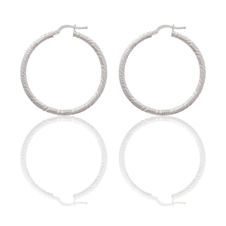Orecchini Oro Bianco Oro 18 carati Cerchio  Solo Oro Spessore mm. 2,5 diametro interno cm.3
