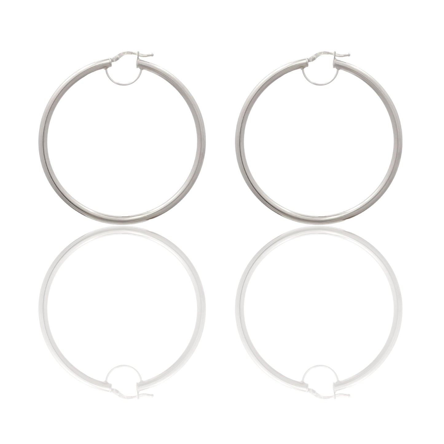 Orecchini Oro Bianco Oro 18 carati Cerchio Solo Oro Spessore mm. 3 diametro interno cm.5