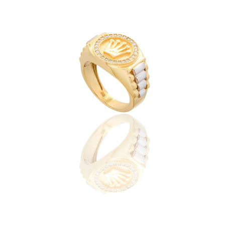 ANELLO UOMO SCUDO TONDO CON CORONA
