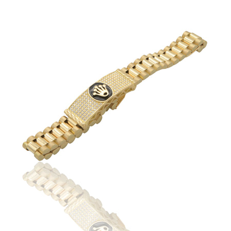 BRACCIALE UOMO MAGLIA PRESIDENT TARGA CON CORONA