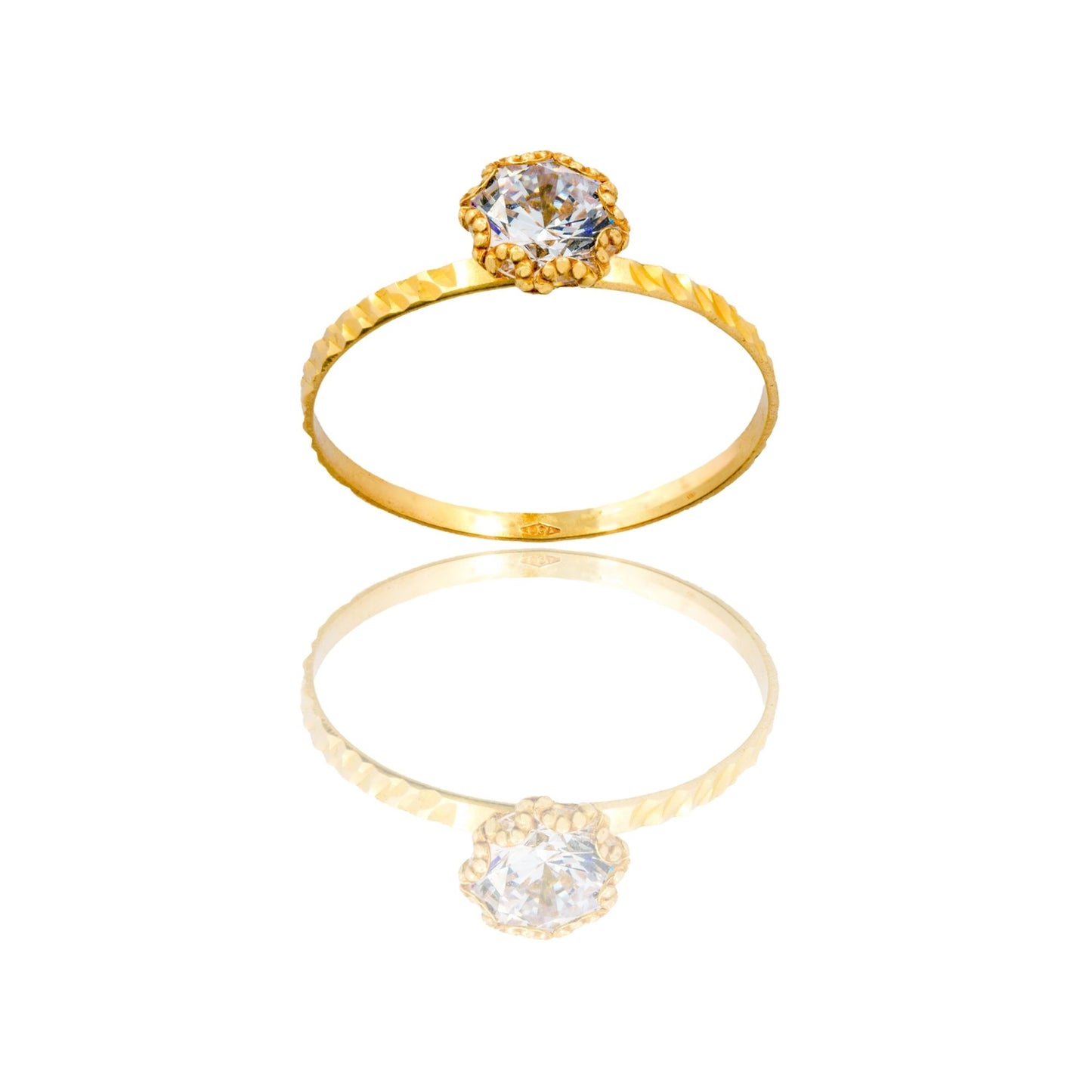 Anello Oro Giallo Oro 18 carati Solitario Zircone Bianco