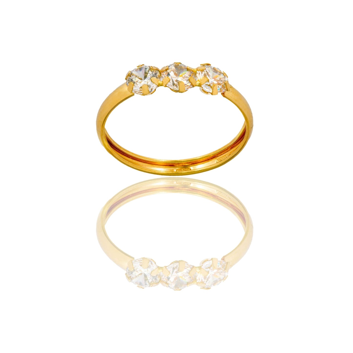 Anello Oro Giallo Oro 18 carati Trilogy Zirconi Bianchi