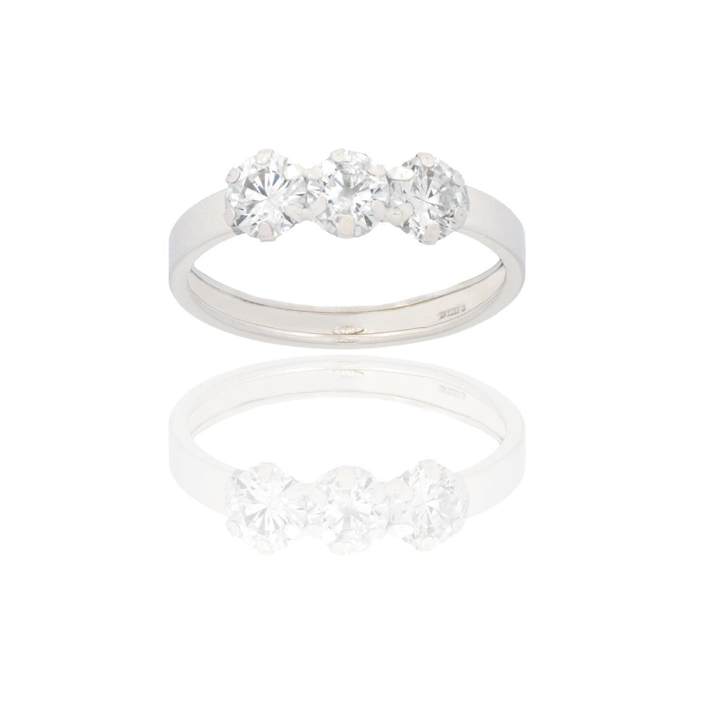 Anello Oro Bianco Oro 18 carati Trilogy Zirconi Bianchi