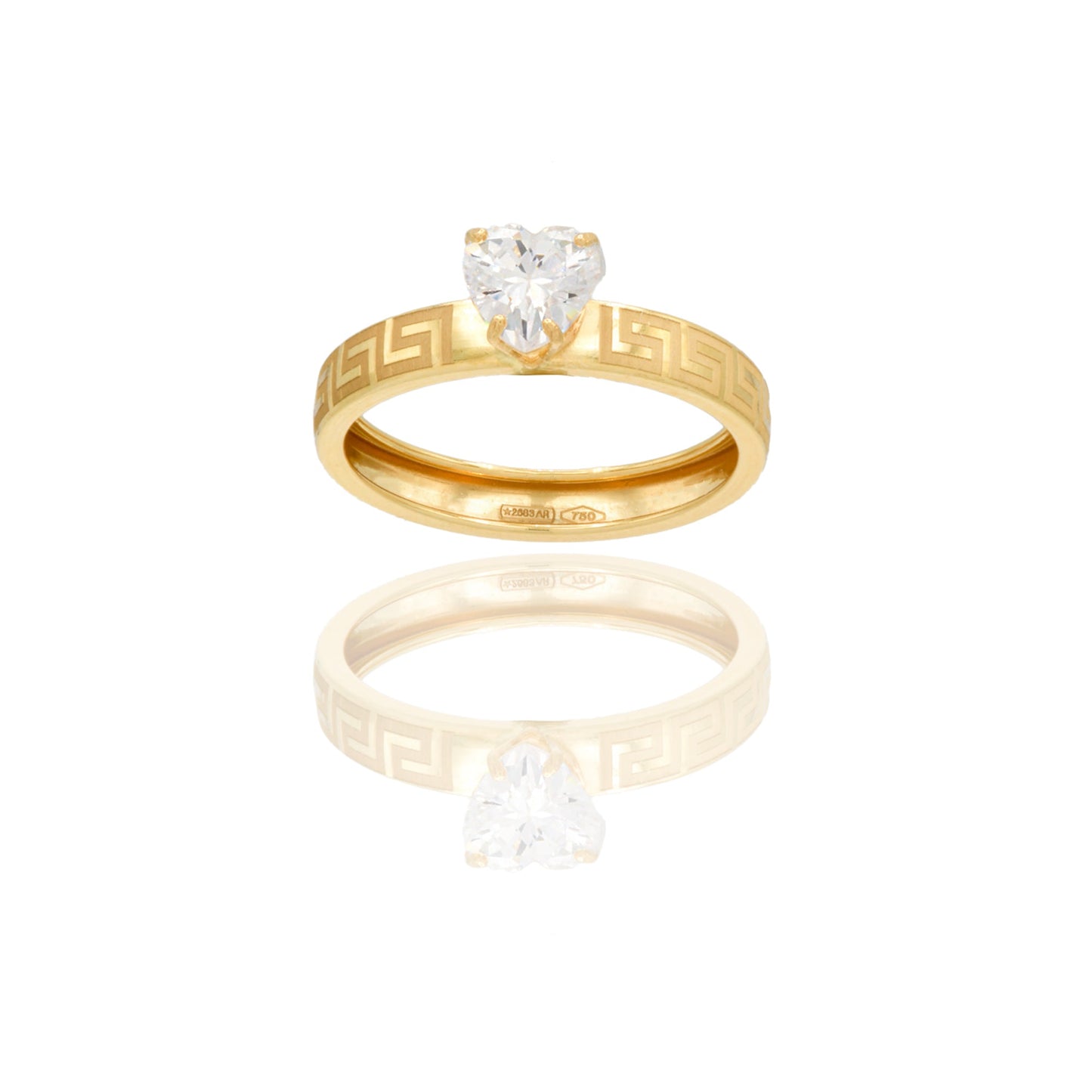 Anelli Oro Giallo Stampato Zircone bianco spessore gambo 3,3 mm , spessore pietra 5