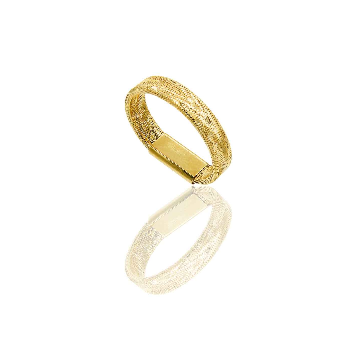 Anello Oro Giallo Oro 18 carati Elastico canna rettangolare Solo Oro Spessore mm.5