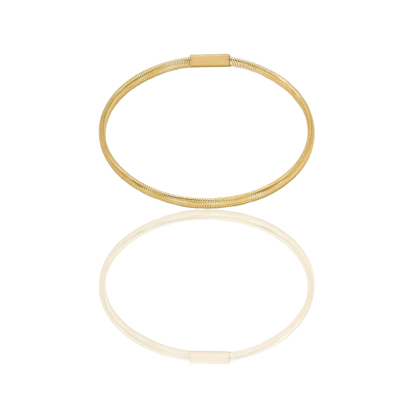 Bracciale Oro Giallo Oro 18 carati Elastico canna rettangolare Solo Oro Spessore mm.4