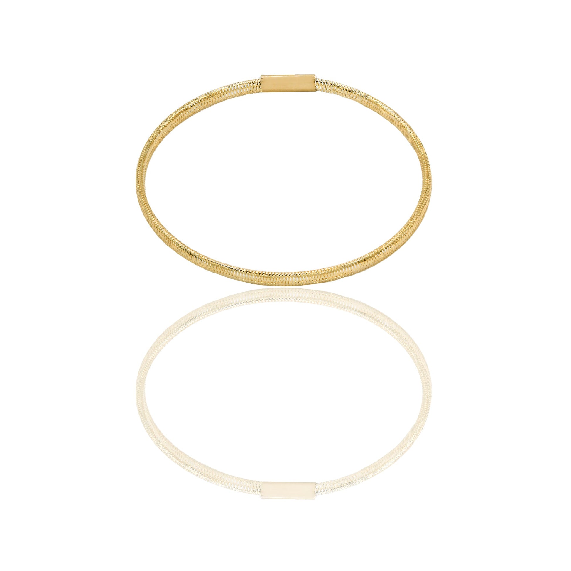 Bracciale Oro Giallo Oro 18 carati Elastico canna rettangolare Solo Oro Spessore mm.4