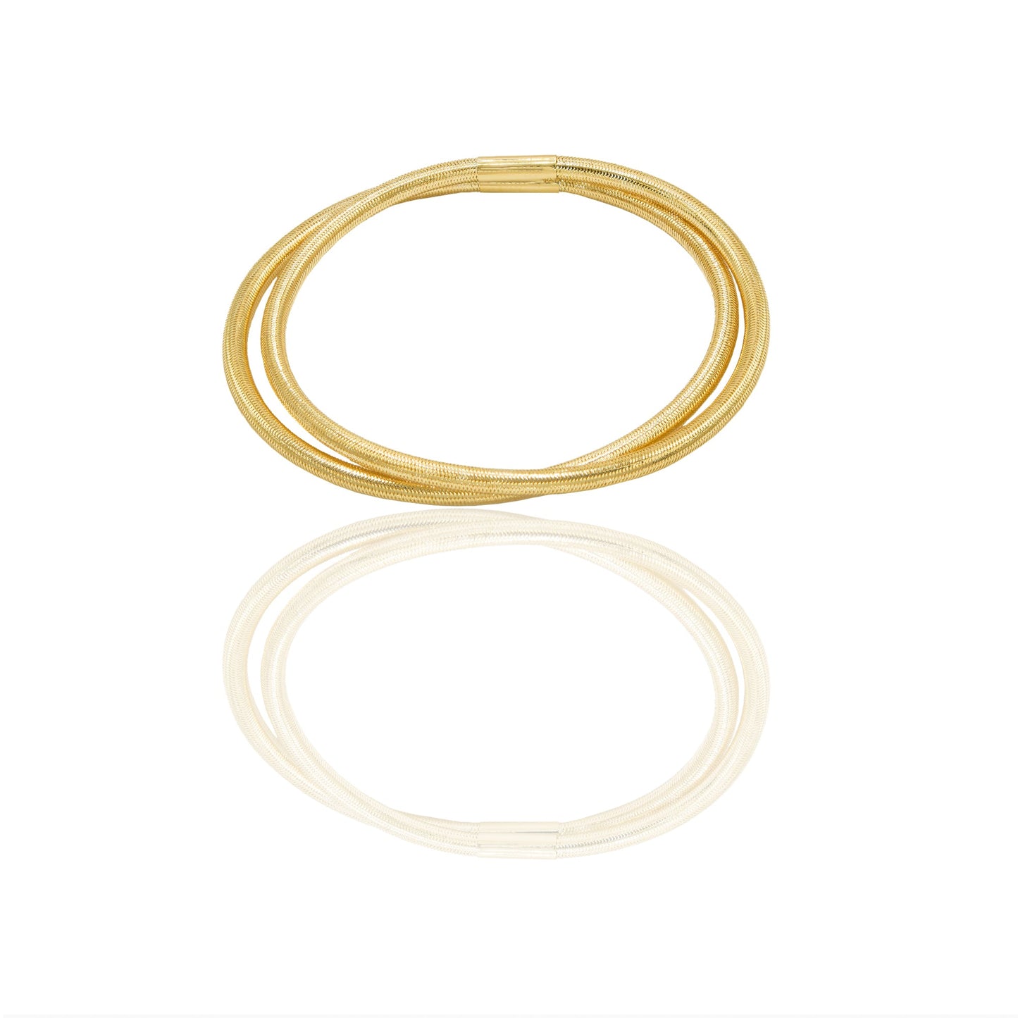 Bracciale Oro Giallo Oro 18 carati Elastico doppia canna tonda Solo Oro Spessore mm.7