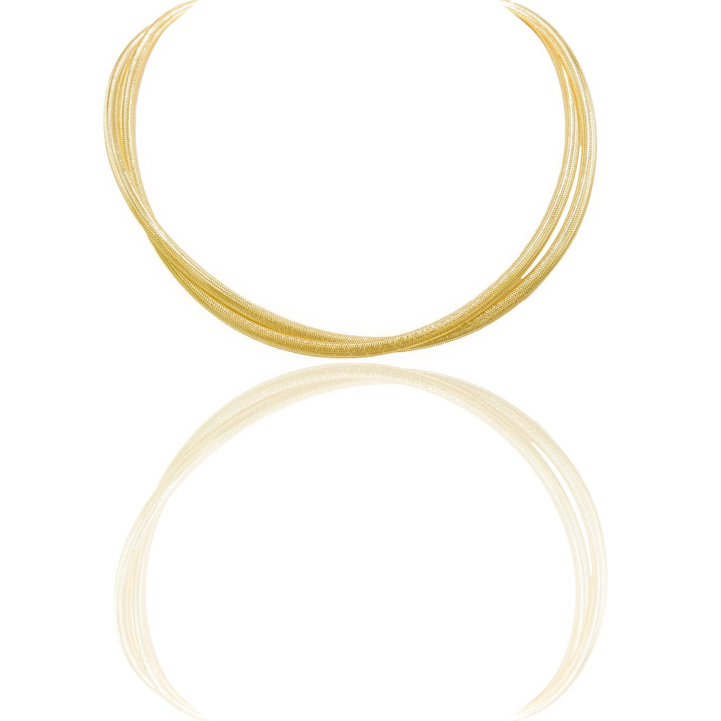 Collana Oro Giallo Oro 18 carati Elastica rettangolare 2 fili con Greca Solo Oro Spessore filo mm. 5 Lunghezza cm. 40