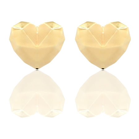 Orecchini Oro Giallo Oro 18 carati Cuore Sfaccettato Elettroformato Solo Oro