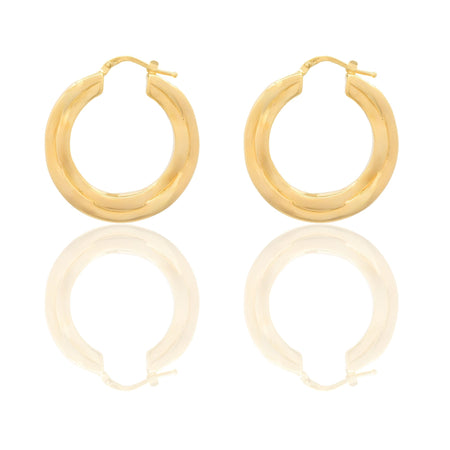 Orecchini Oro Giallo Oro 18 carati Cerchio Onda Elettroformato Solo Oro