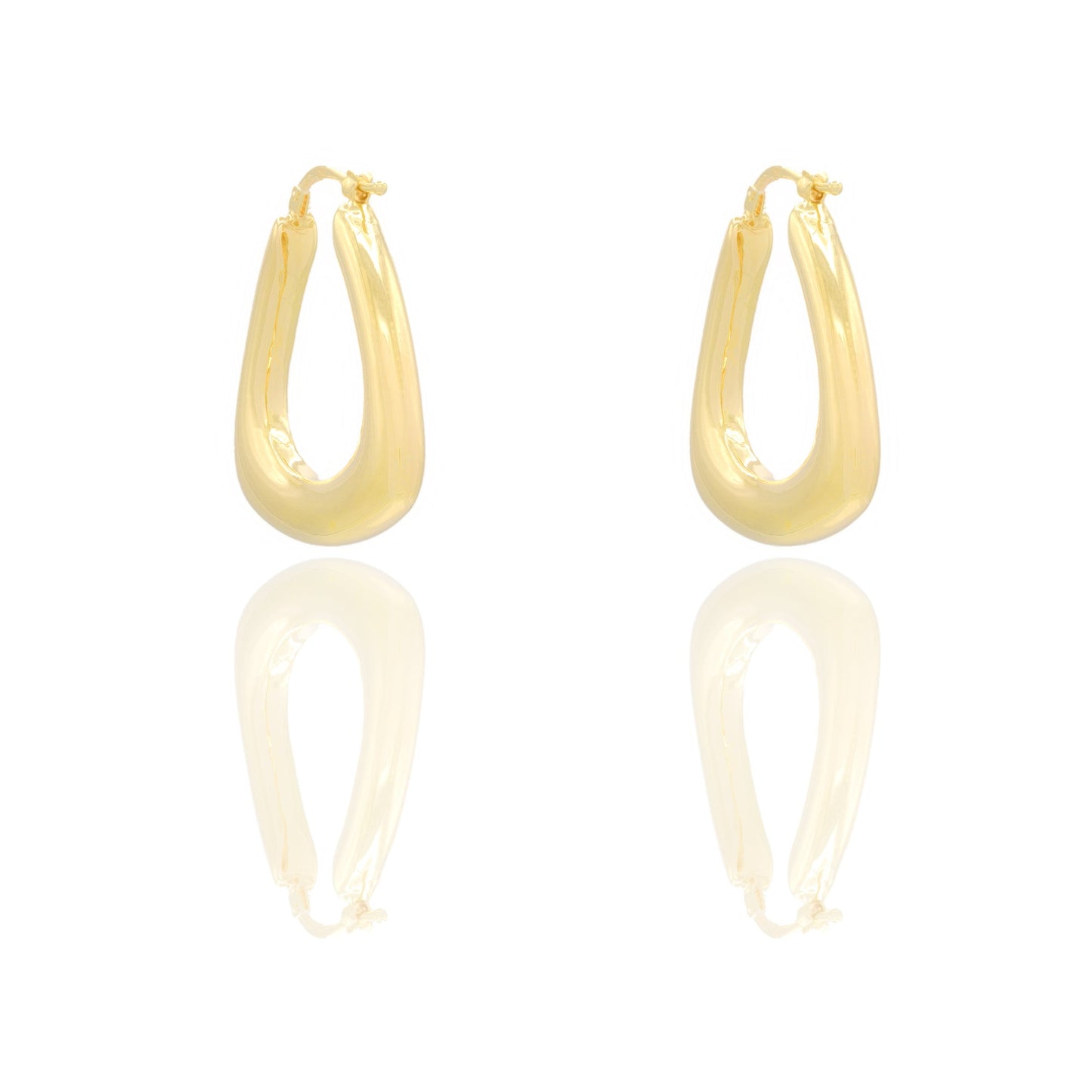 Orecchini Oro Giallo Oro 18 carati Triangolo Elettroformato Solo Oro cm. 3,0 x 2,5 spessore mm. 4