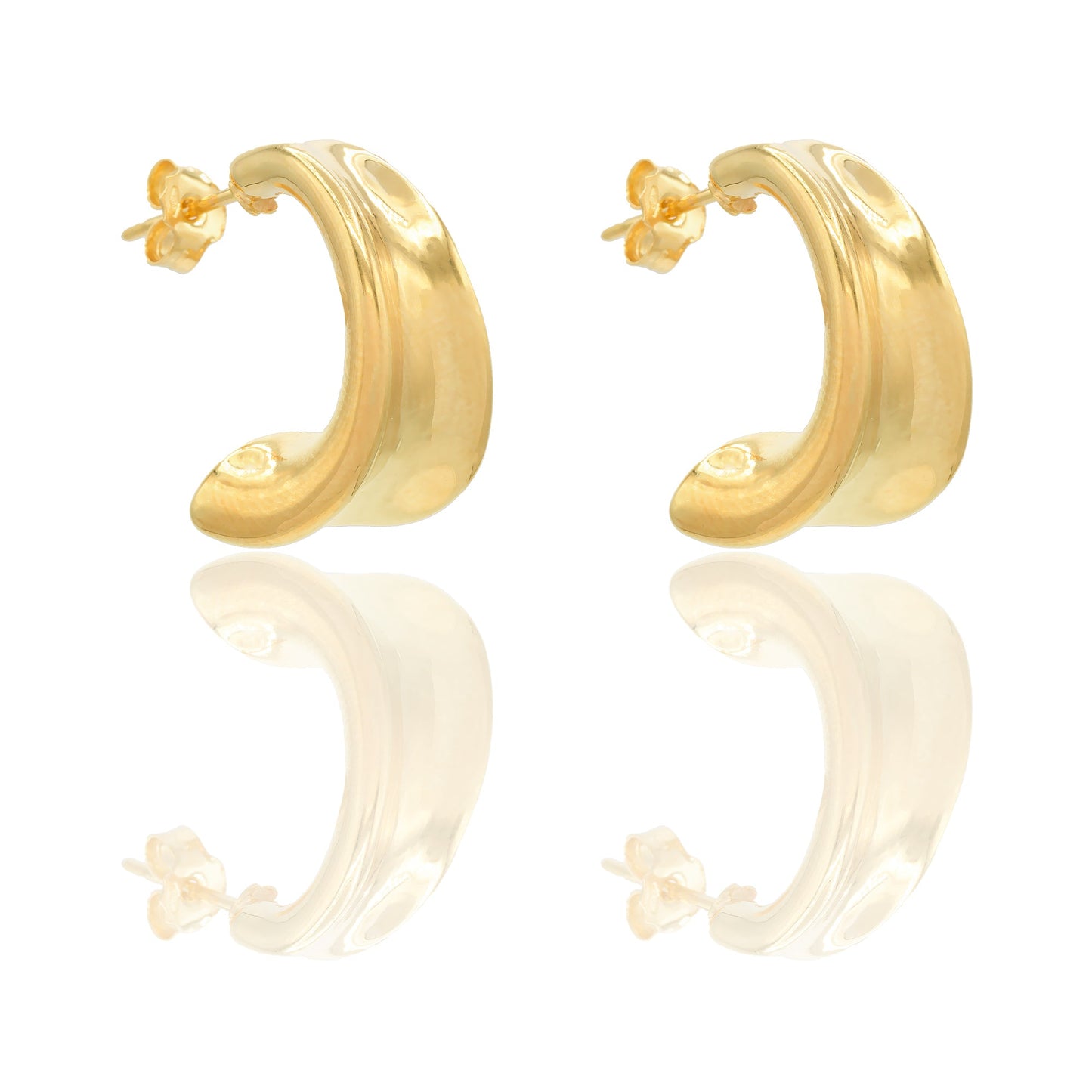 Orecchini Oro Giallo Oro 18 carati Semicerchio Elettroformato Solo Oro lunghezza cm.2 spessore mm. 11