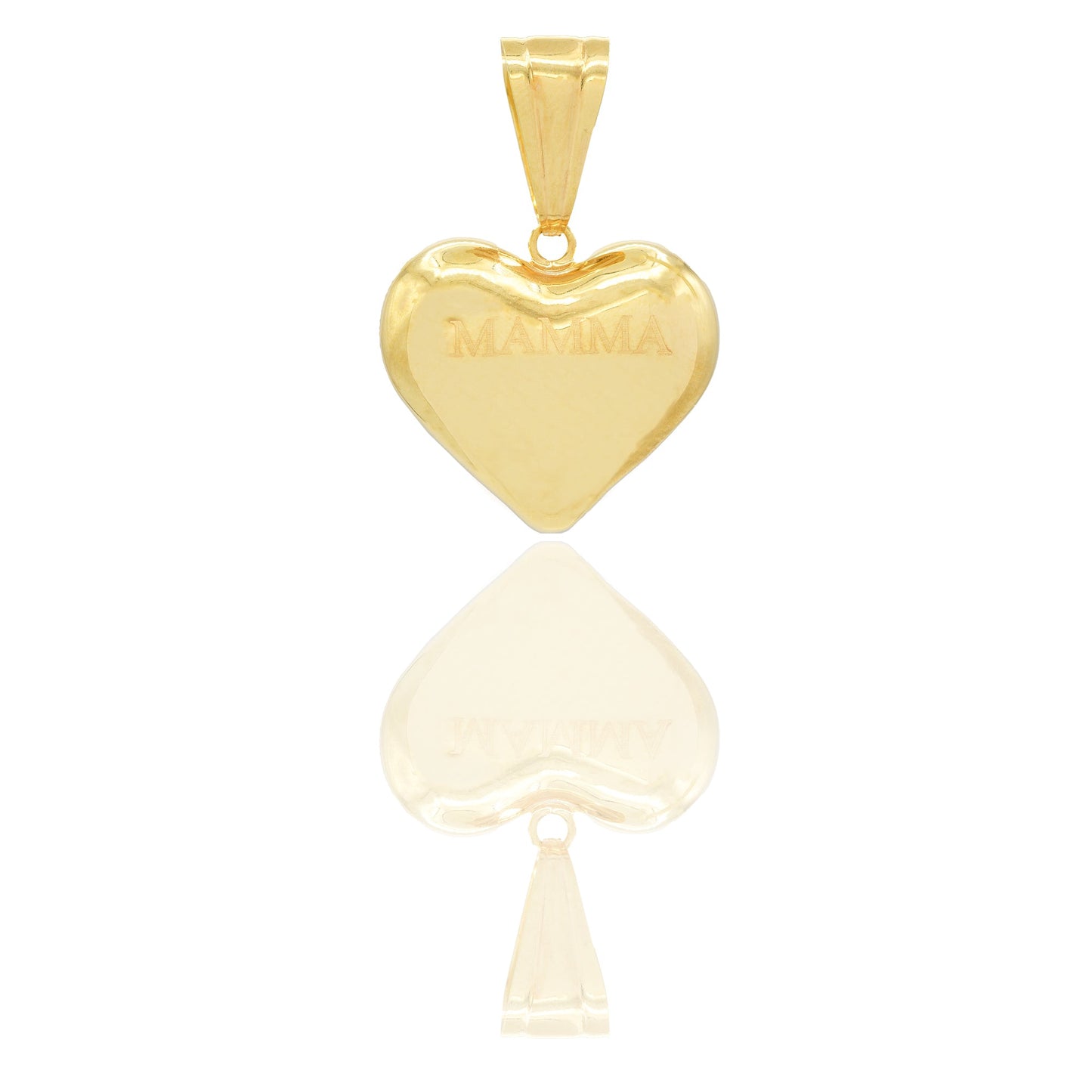 Ciondolo Oro Giallo Oro 18 carati Cuore insione MAMMA Elettroformato Solo Oro cm. 3,5 x 2,5 spessore mm. 11