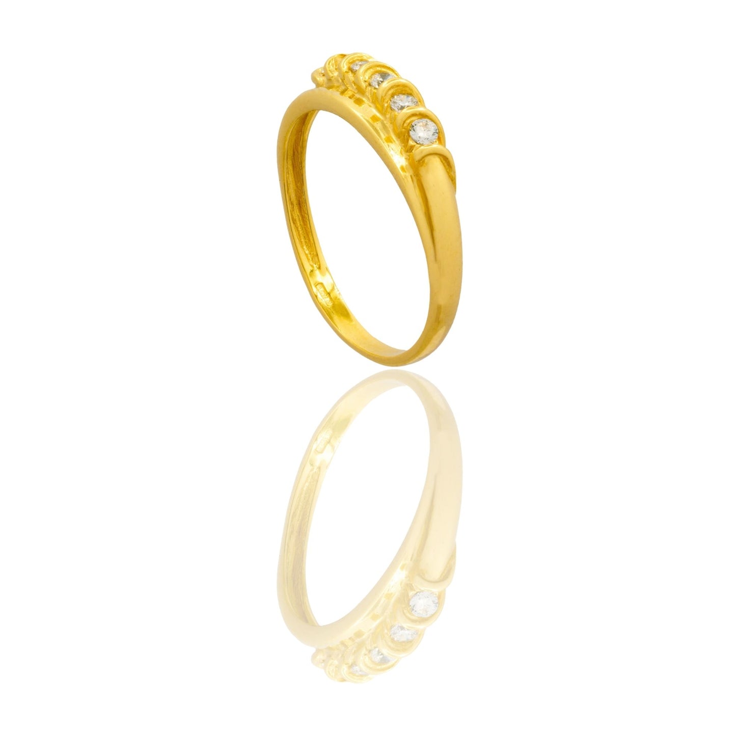 Anello Oro Giallo Oro 18 carati Veretta 6 Pietre Con Bordo Laterale Zirconi Bianchi spessore gambo 1,2 mm , spessore pietre 3,2