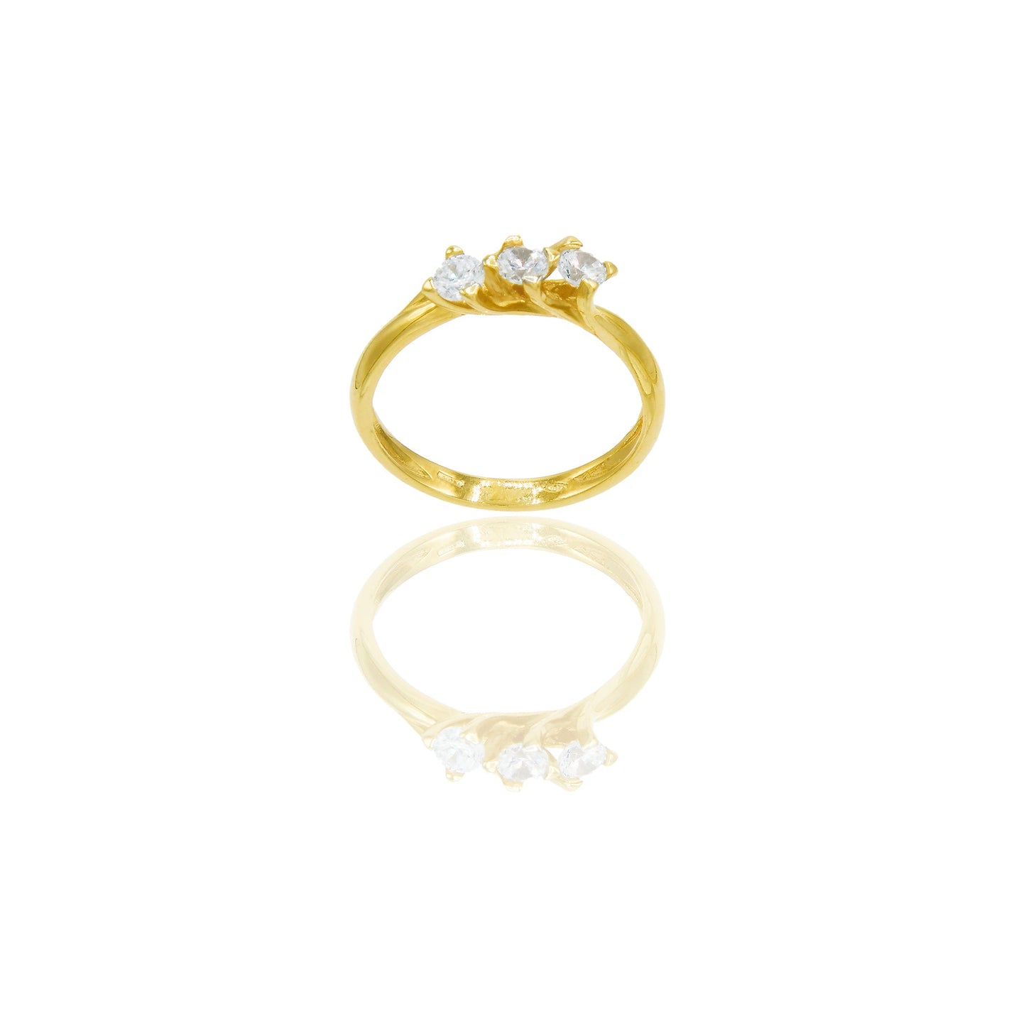 Anello Oro Giallo Oro 18 carati Trilogy Valentino Zirconi Bianchi spessore gambo 2,5 mm , spessore pietra 5