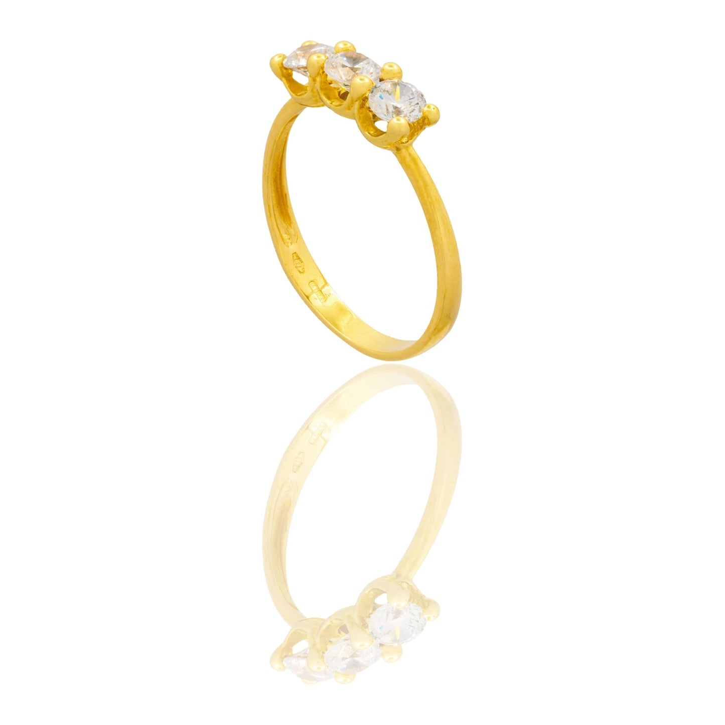 Anello Oro Giallo Oro 18 carati Trilogy 4 Griffe Zirconi Bianchi mis. 1