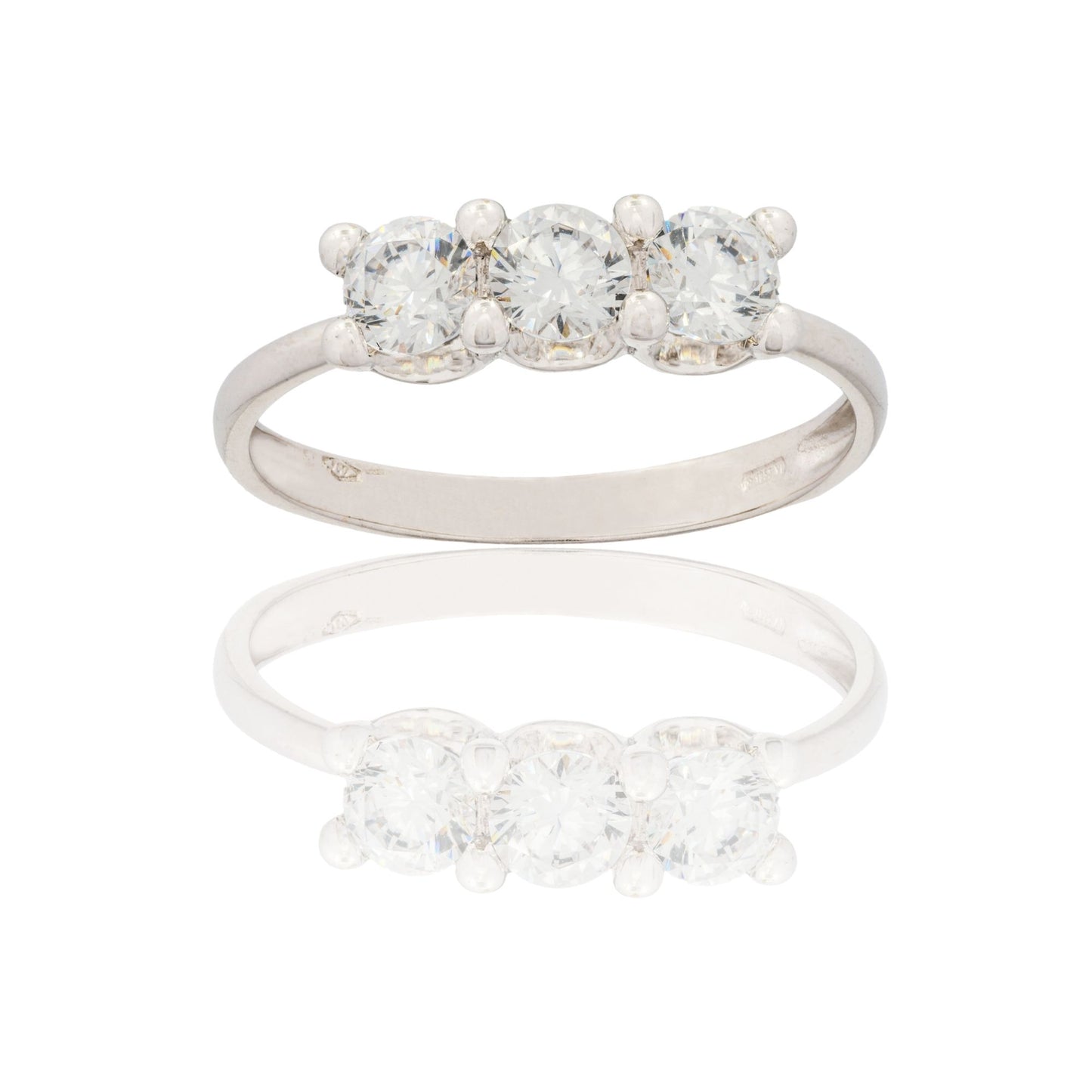 Anello Oro Bianco Oro 18 carati Trilogy 4 Griffe Zirconi Bianchi mis. 1
