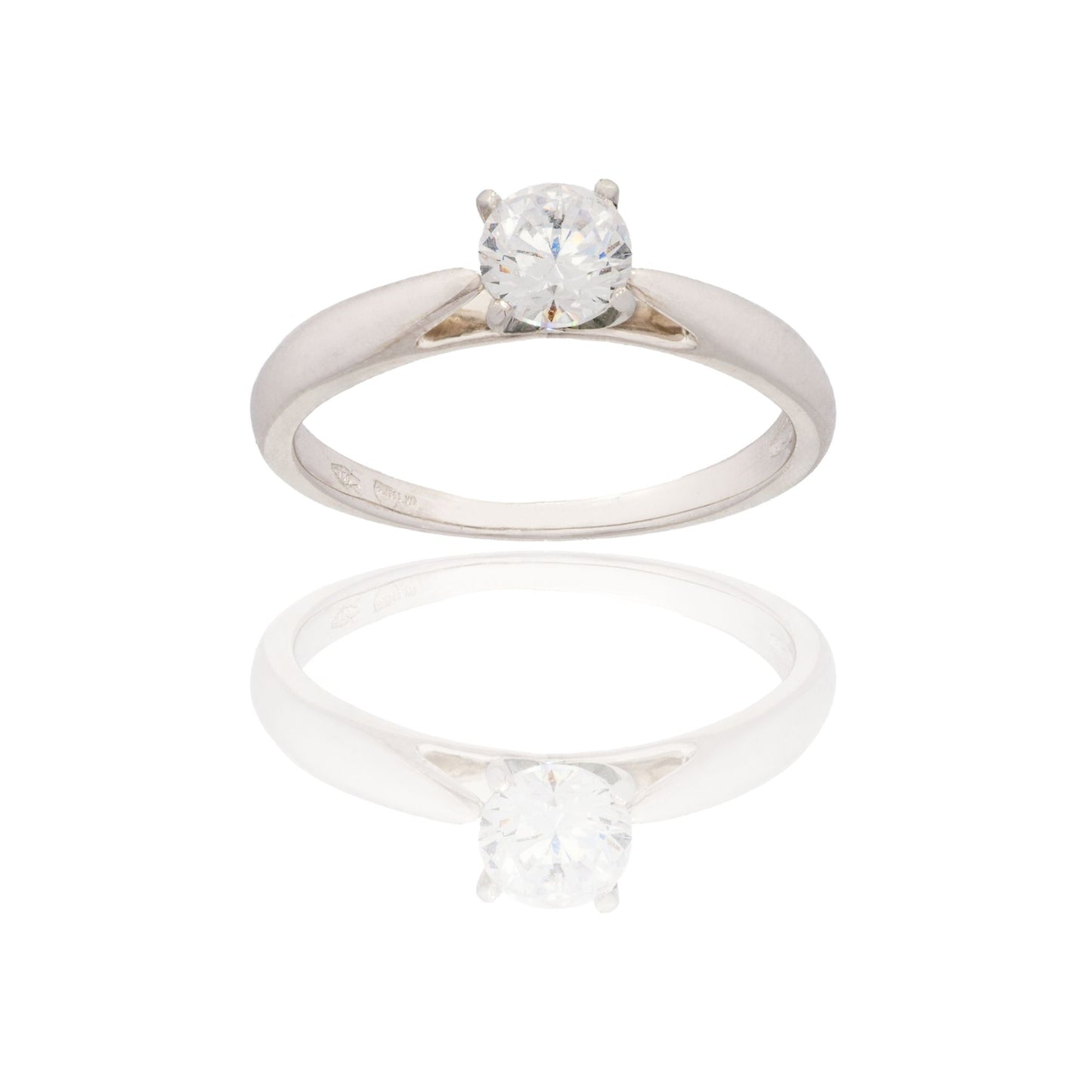 Anello Oro Bianco Oro 18 carati Solitario 4 Griffe Zircone Bianco