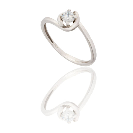 ANELLO DONNA SOLITARIO 4 GRIFFE CON CONTORNO