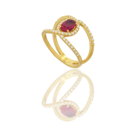 ANELLO DONNA FASCIA VUOTA CON PIETRA CENTRALE OVALE