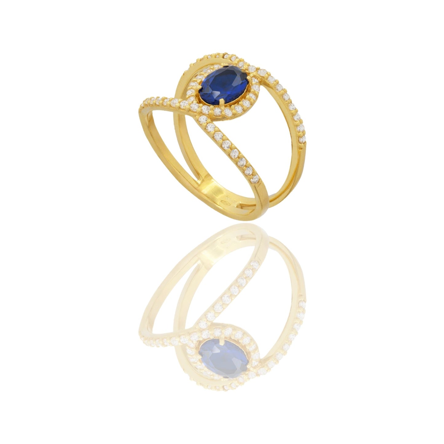ANELLO DONNA FASCIA VUOTA CON PIETRA CENTRALE OVALE