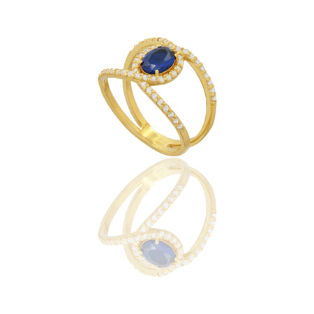 ANELLO DONNA FASCIA VUOTA CON PIETRA CENTRALE OVALE