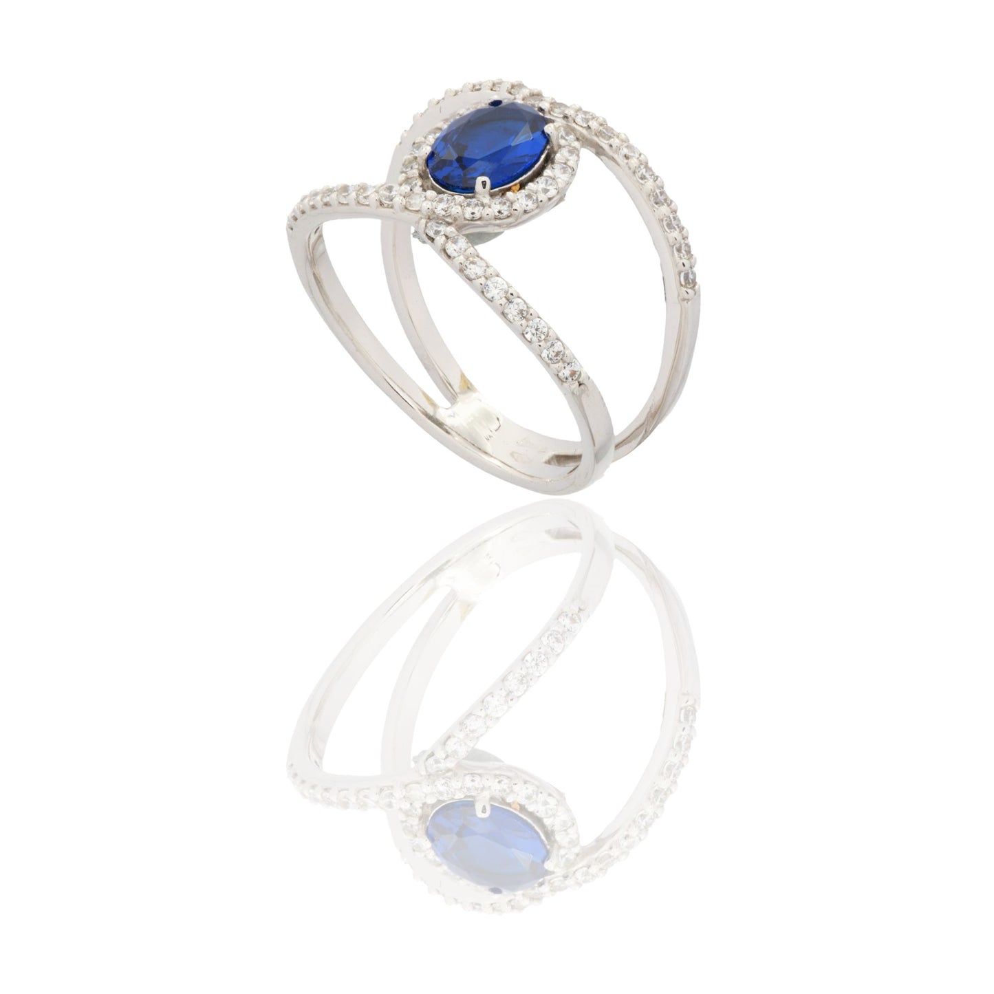ANELLO DONNA FASCIA VUOTA CON PIETRA CENTRALE OVALE