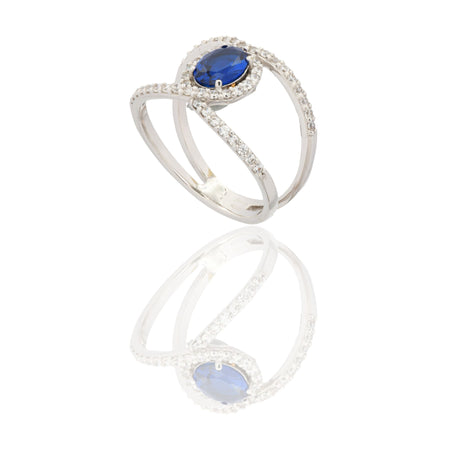 ANELLO DONNA FASCIA VUOTA CON PIETRA CENTRALE OVALE