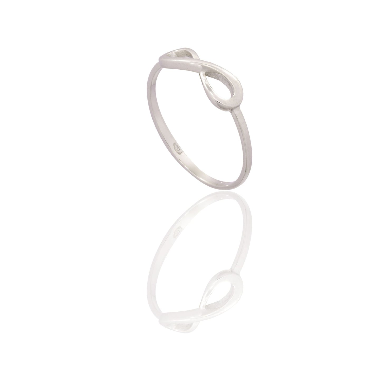 Anello Oro Bianco Oro 18 carati Simbolo Infinito Solo Oro spessore gambo 1 mm , spessore infinito 1,8