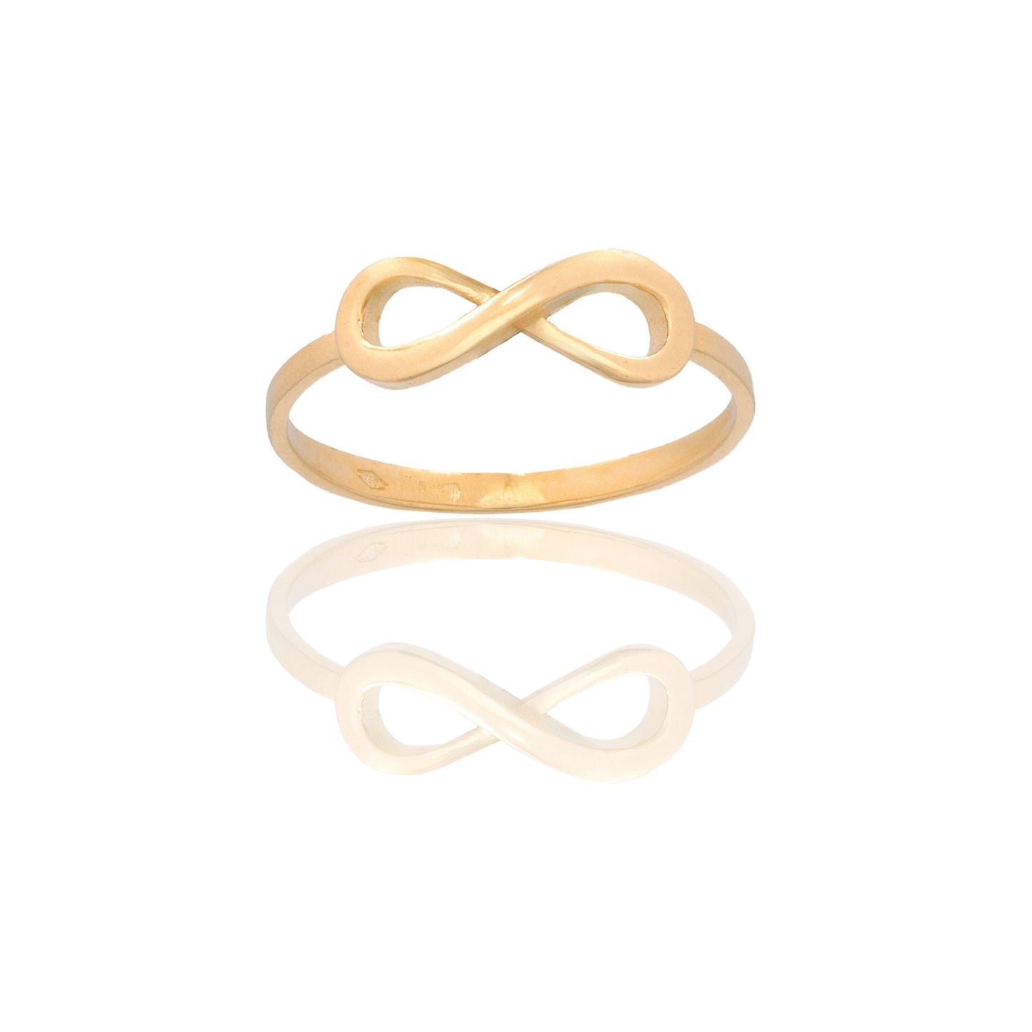 Anello Oro Giallo Oro 18 carati Simbolo Infinito Solo Oro spessore gambo 1 mm , spessore infinito 1,8