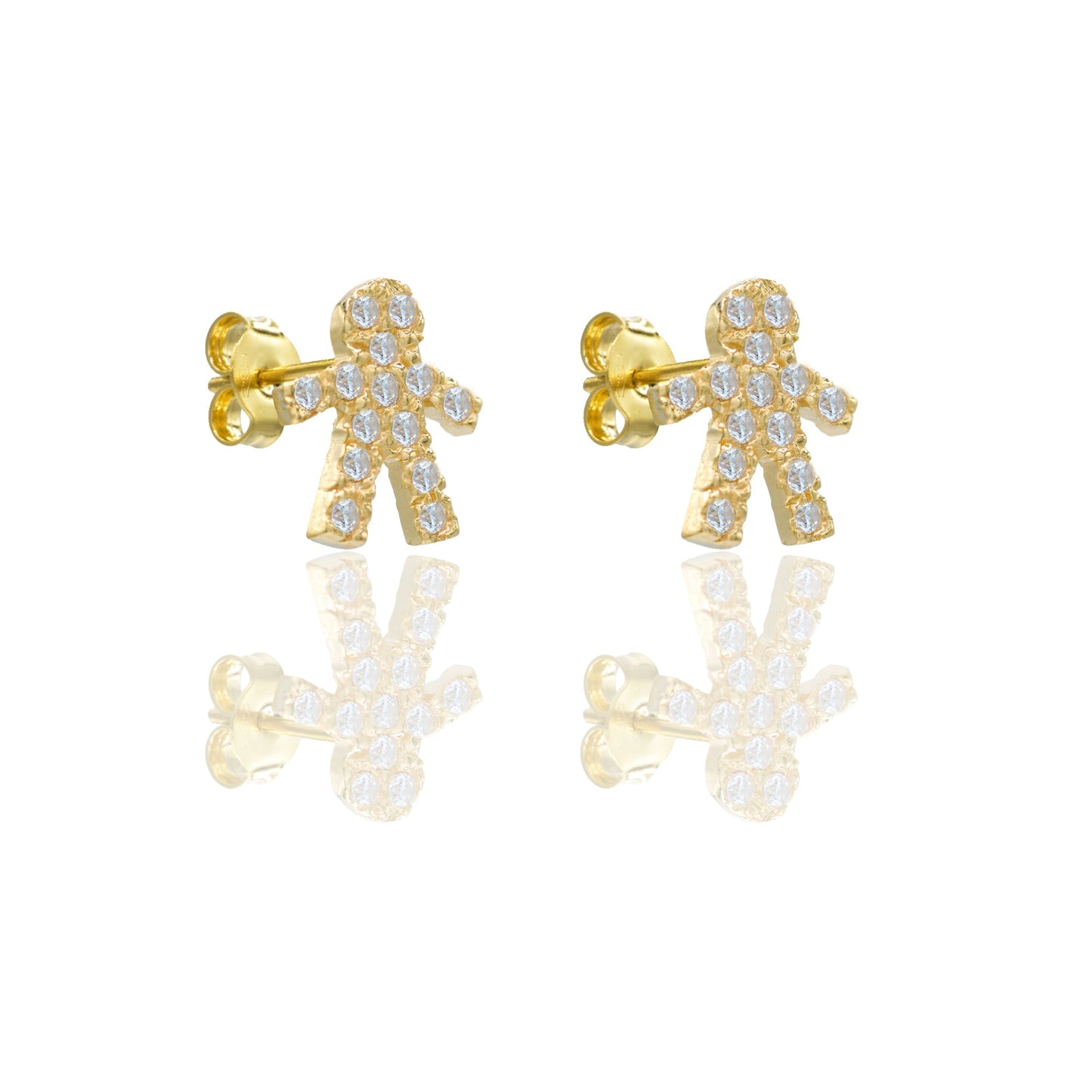Orecchini Oro Giallo Oro 18 carati Bimbo Pavè Zirconi Bianchi lunghezza cm.1,00 larghezza cm.0,8