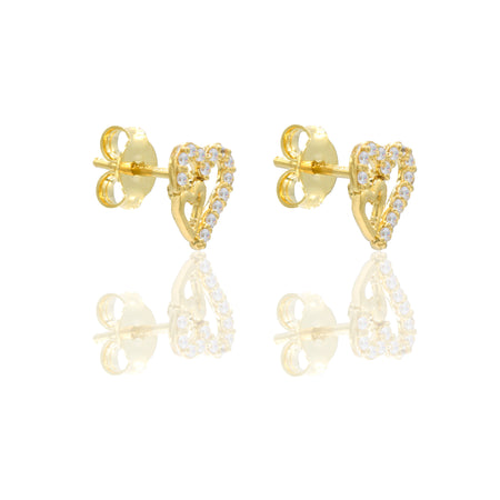 ORECCHINI DONNA CONTORNO DOPPIO CUORE PAVE'