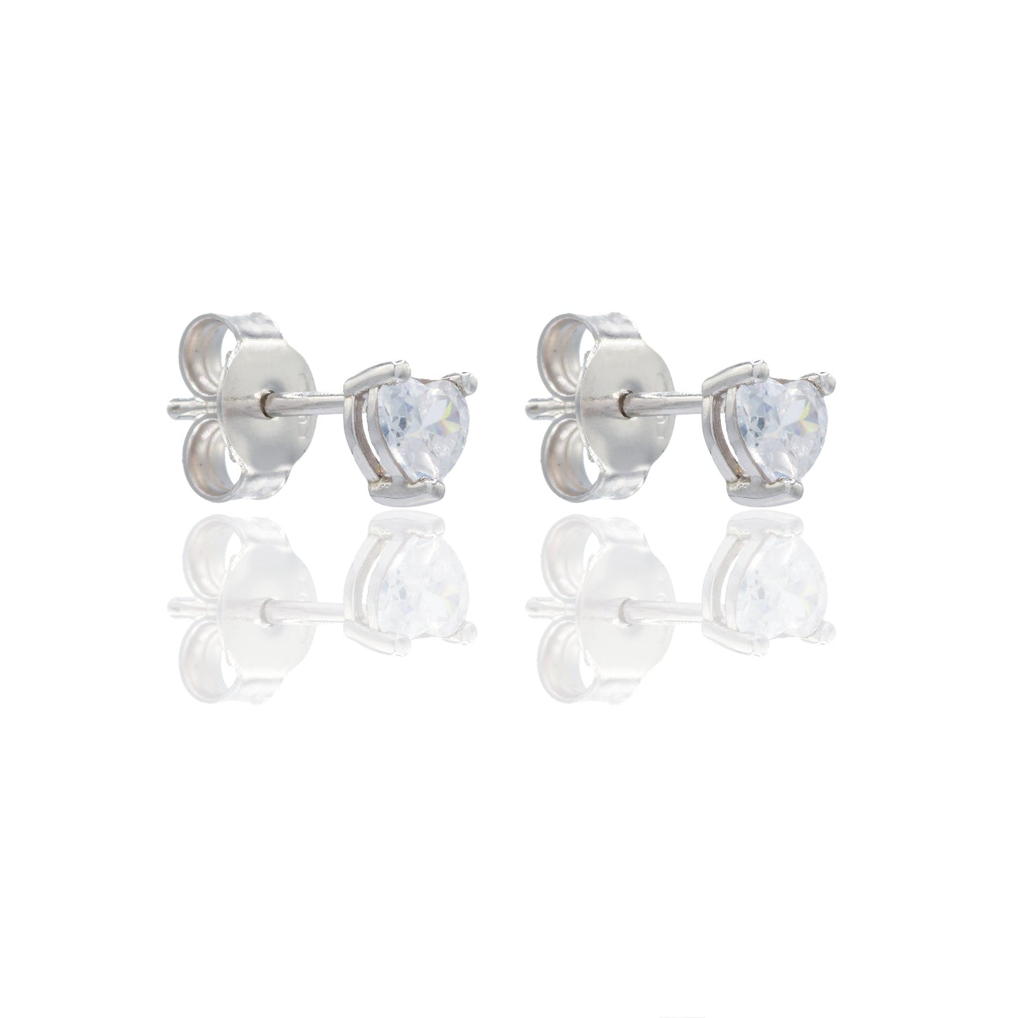 Orecchini Oro Bianco Oro 18 carati Punto luce Cuore Zircone Bianco lunghezza cm.0,50 larghezza cm.0,40