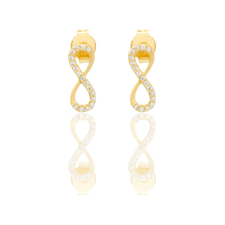 Orecchini Oro Giallo Oro 18 carati Simbolo Infinito Zirconi Bianchi